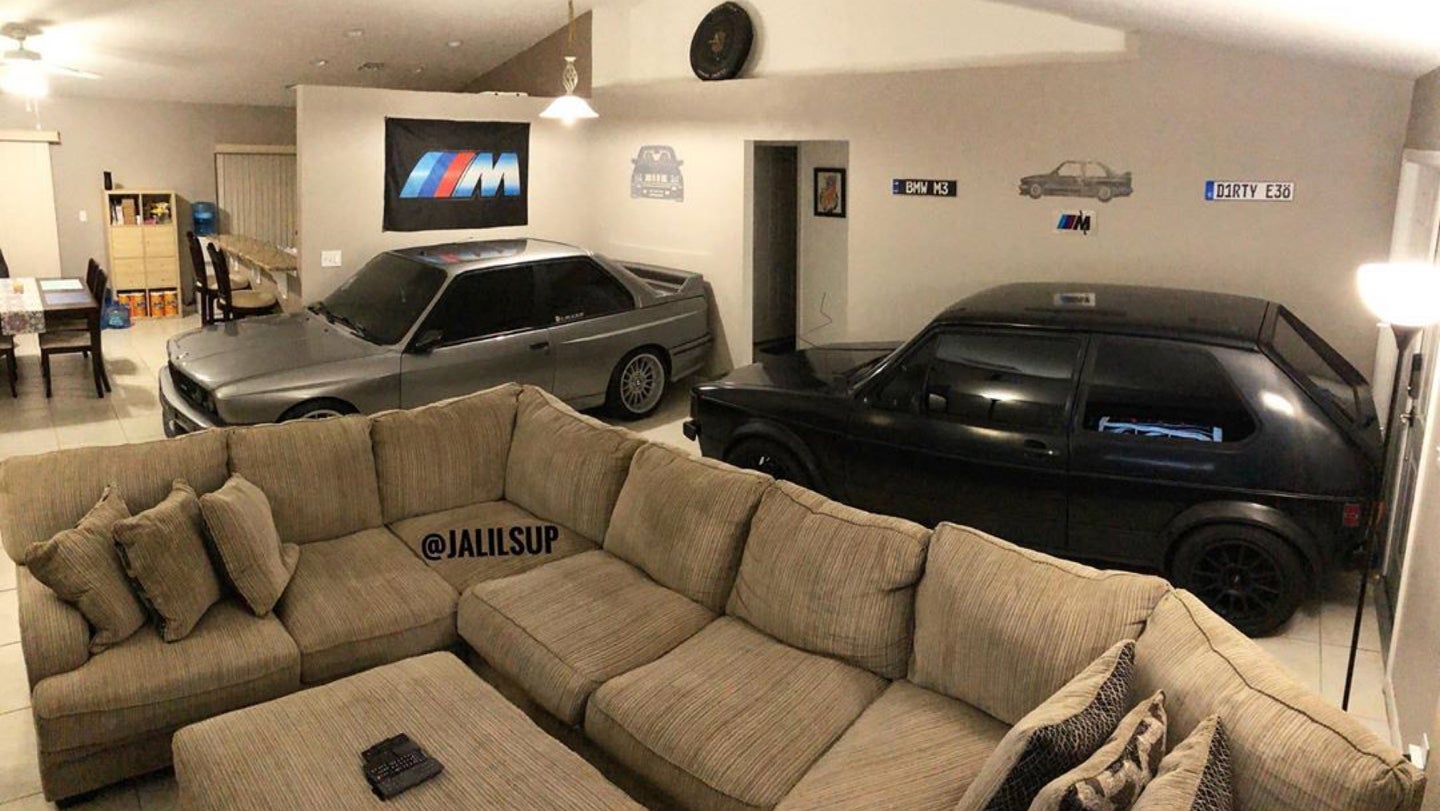Floridian Hero Stuffs E30 BMW M3 and Volkswagen GTI In Living Room to Ride Out Hurricane Dorian