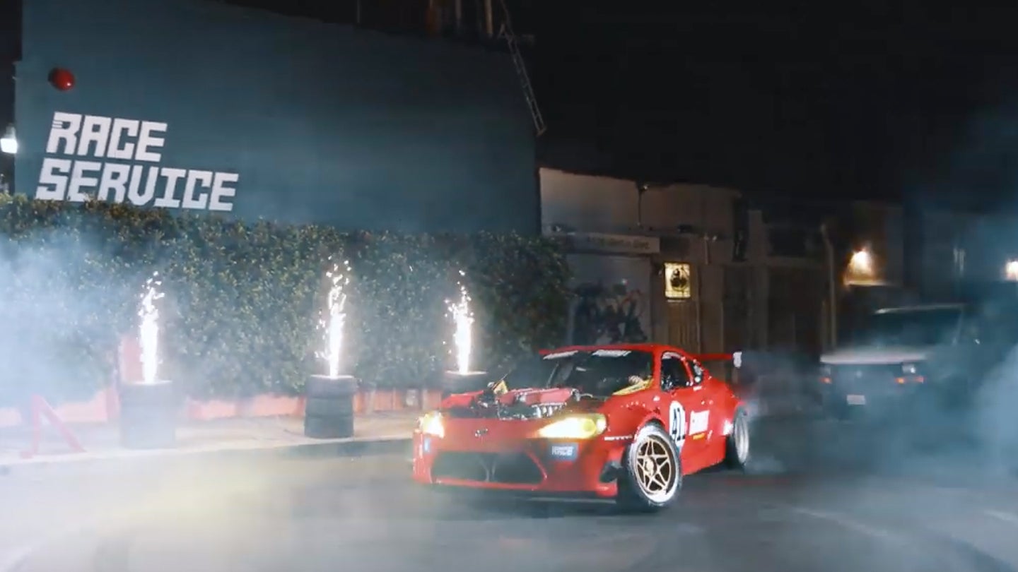 Watch a Hilarious Chain of Events Trigger a Ferrari-Powered Toyota 86 Burnout