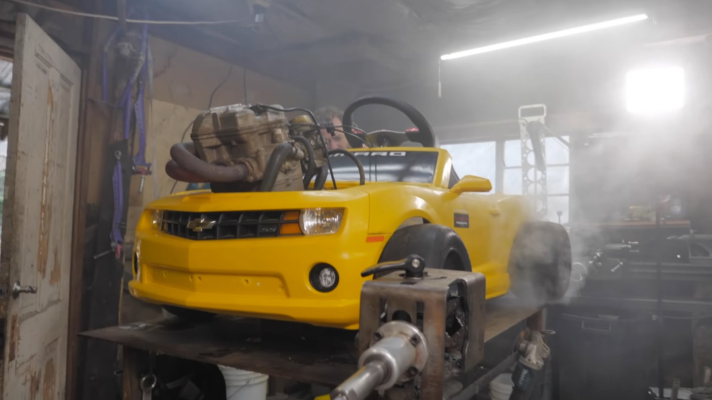 Chevy Camaro Kiddie Car Powered by 500cc ATV Engine Is a Mad Burnout Machine