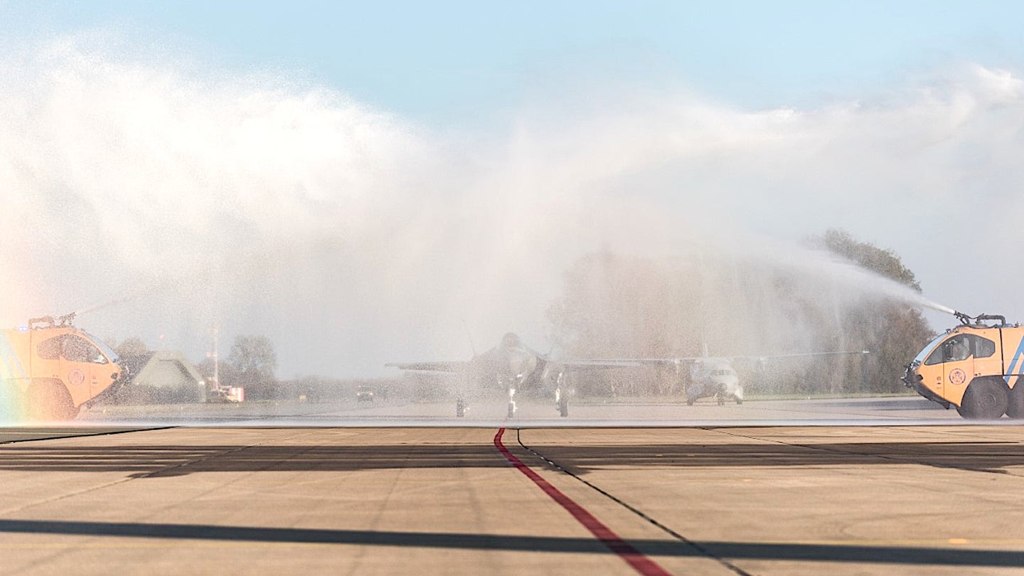 Whoops! First F-35A Based In The Netherlands Got A Foam Bath By Mistake