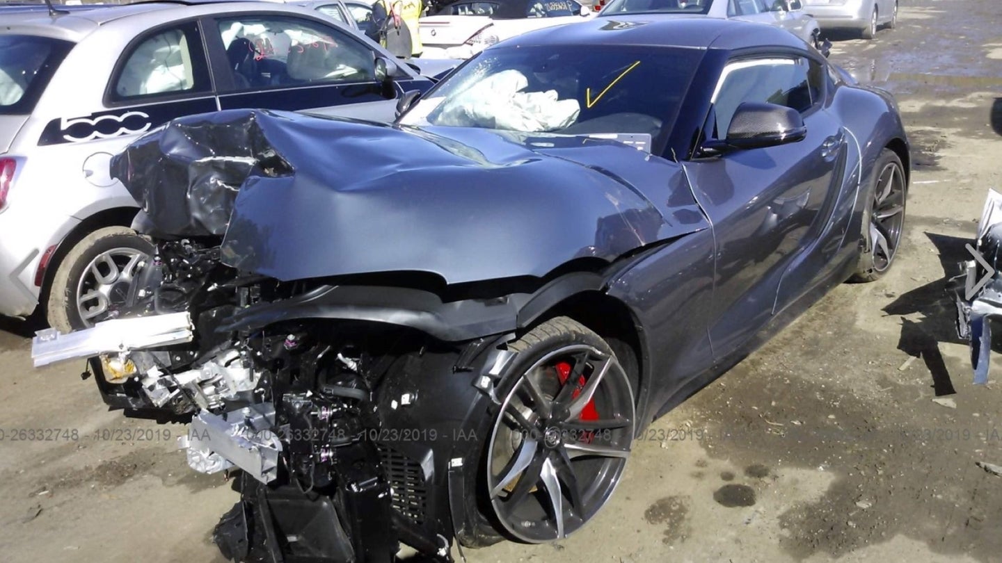 The First Wrecked 2020 Toyota Supra Finally Turns Up at a Salvage Auction