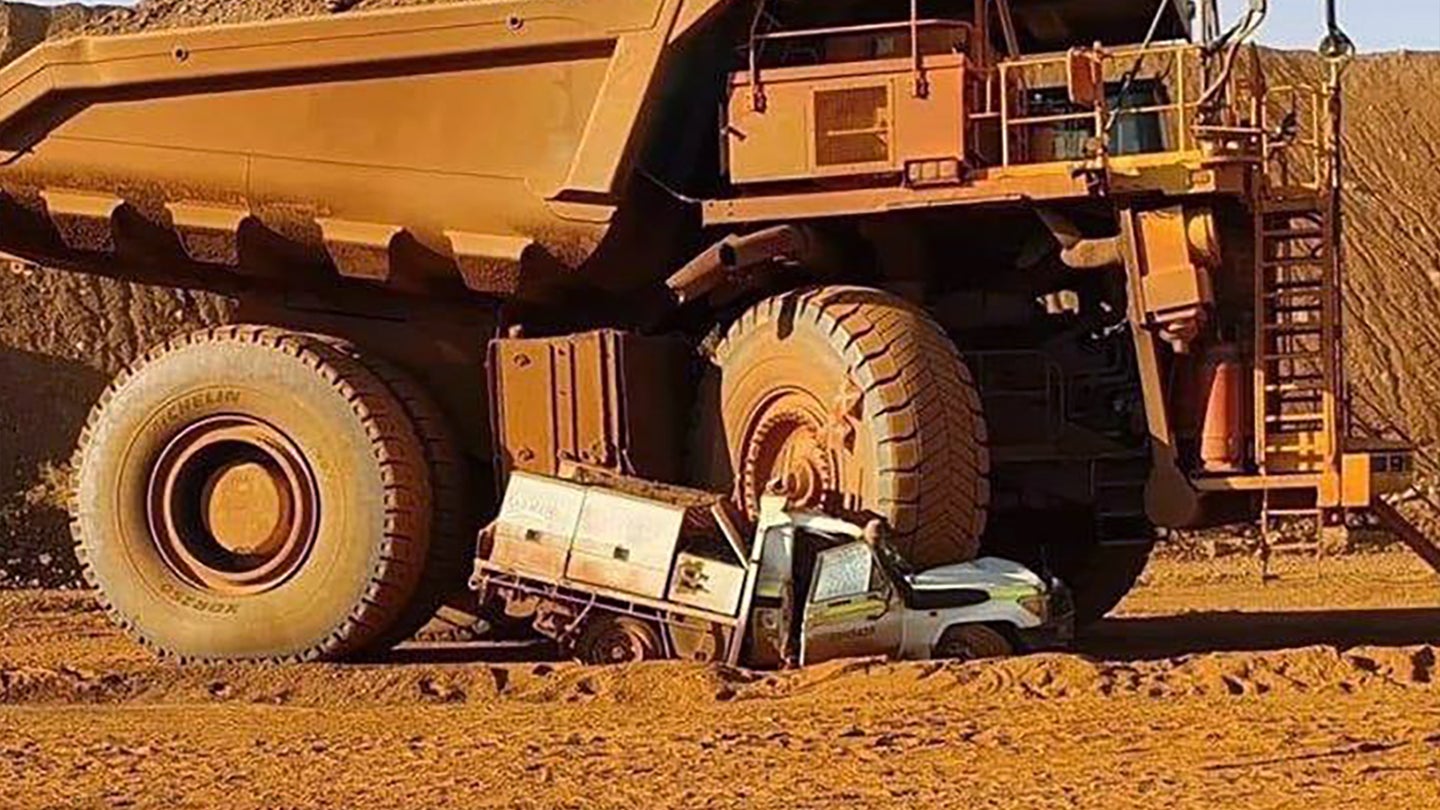 Australian Man Accidentally Crushes Own Toyota Land Cruiser with 125-Ton Mining Truck
