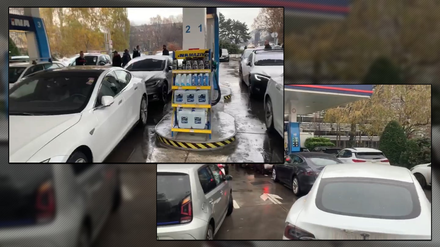 Now It’s EV Owners Who Are Blocking Gas Pumps In Revenge for Being ICEd