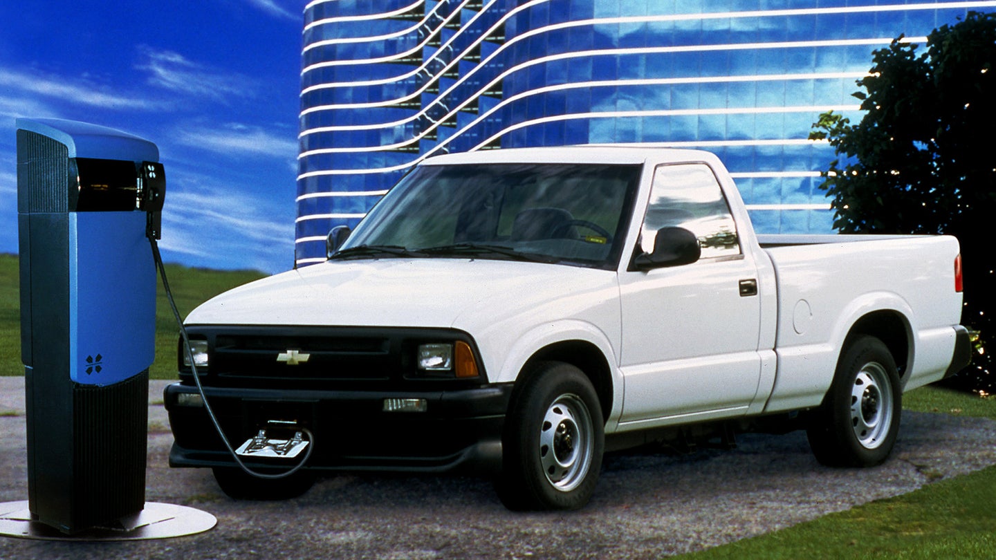 for the cybertruck yourself a factory 1997 chevrolet s 10 electric pickup