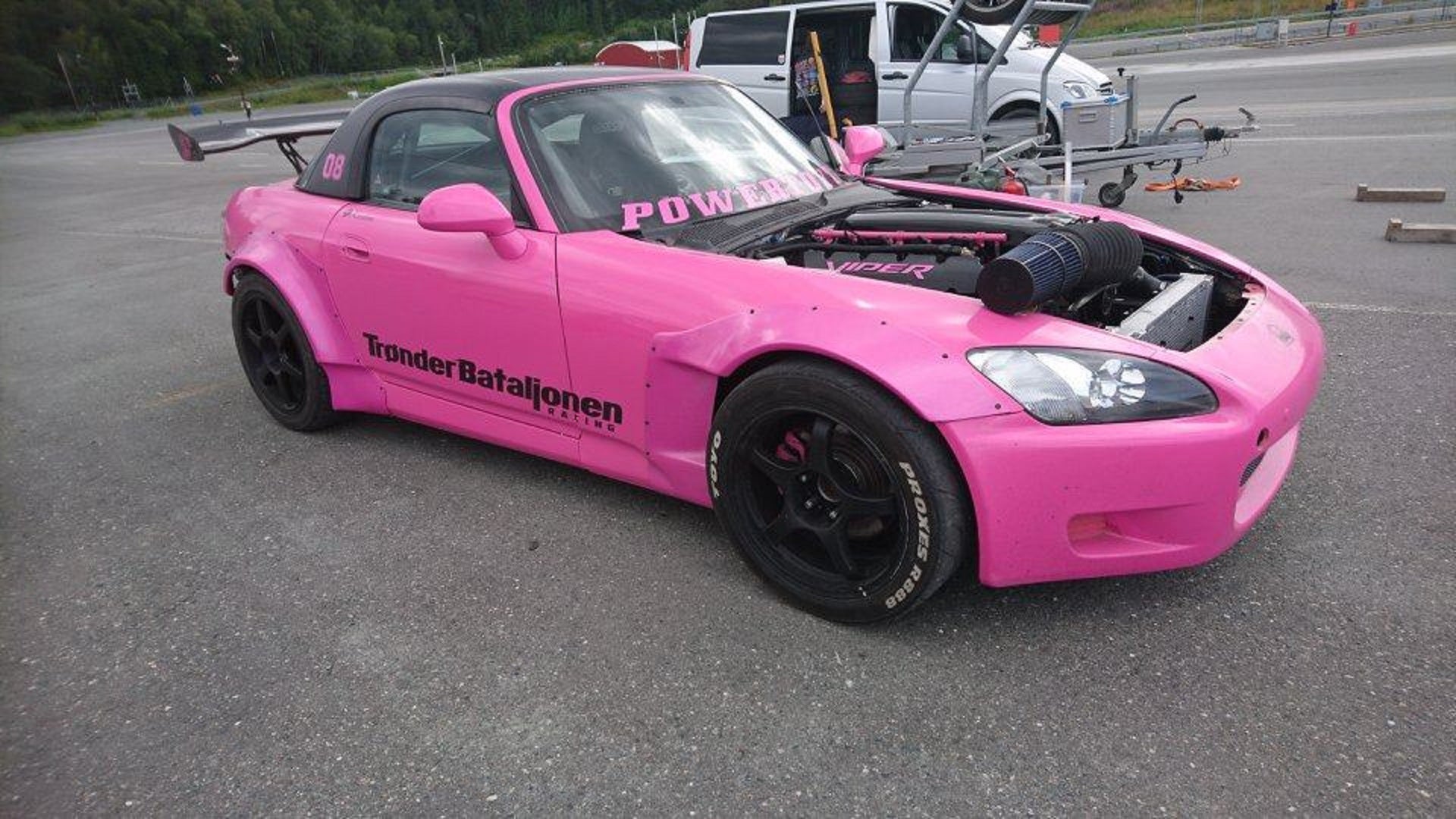 Pretty In Pink Honda S00 Drift Car Rocks 8 3 Liter Dodge Viper V 10