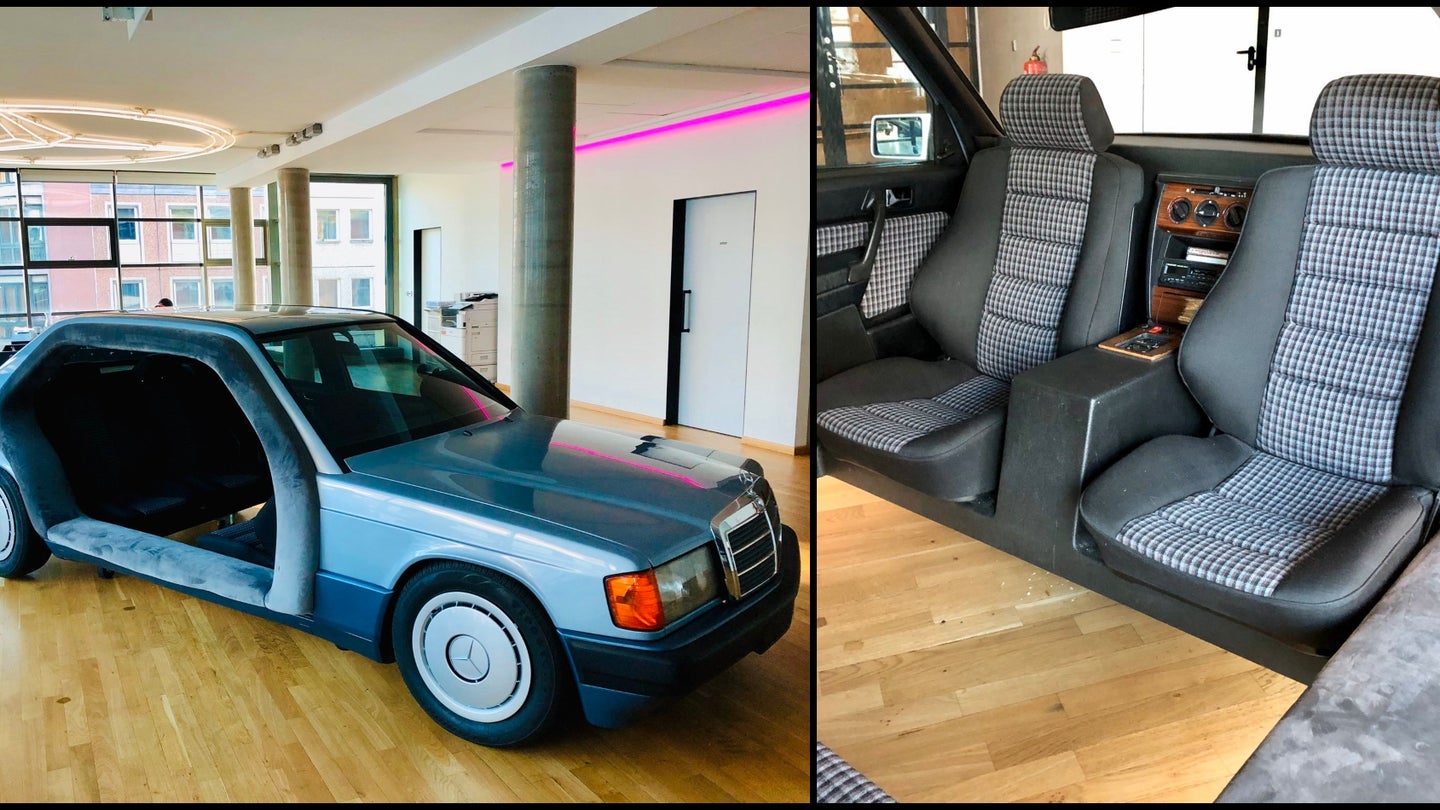 Someone Turned This ’80s Mercedes-Benz 190 Sedan Into the World’s Best Meeting Room