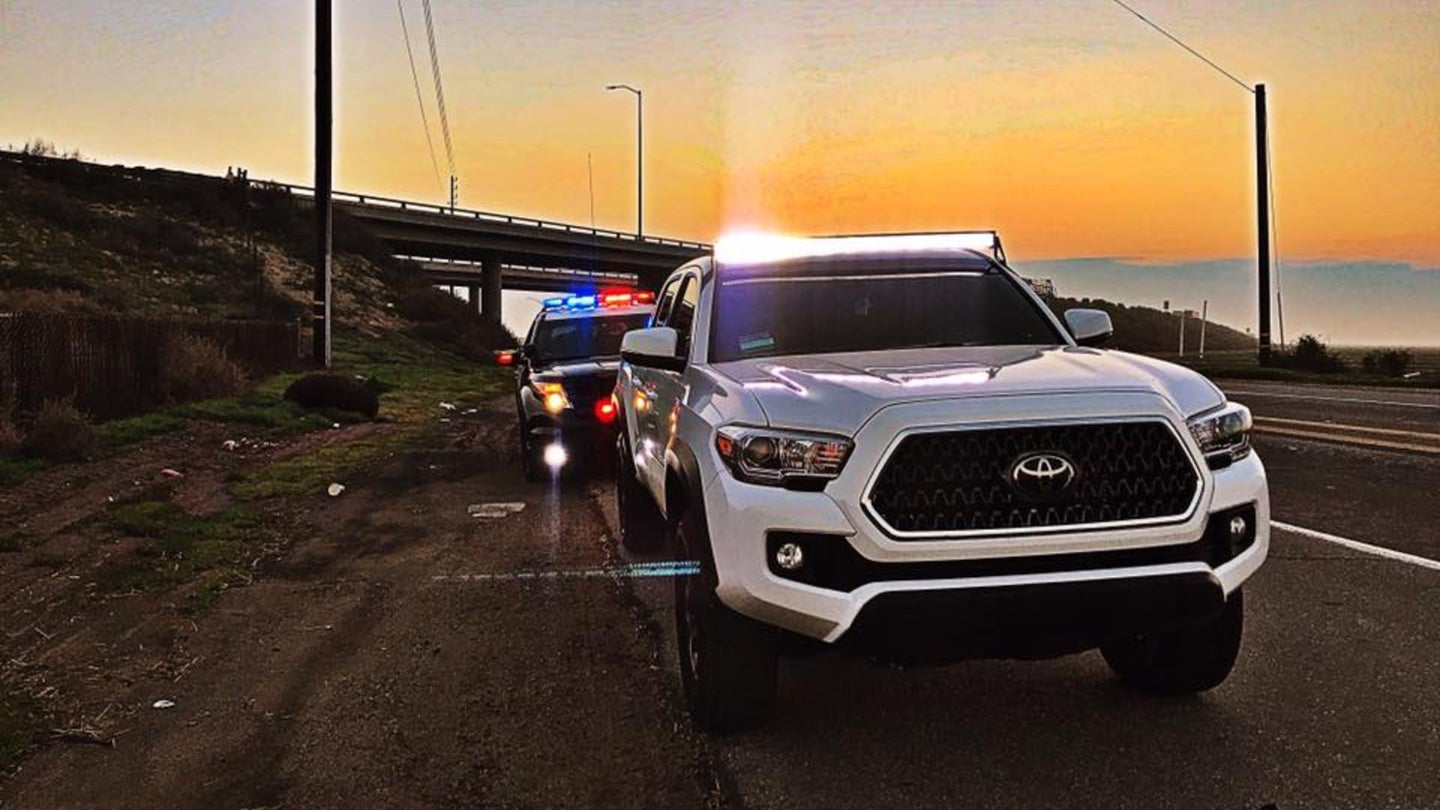 California Highway Patrol Hassles Toyota Tacoma Owner for Uncovered Light Bar
