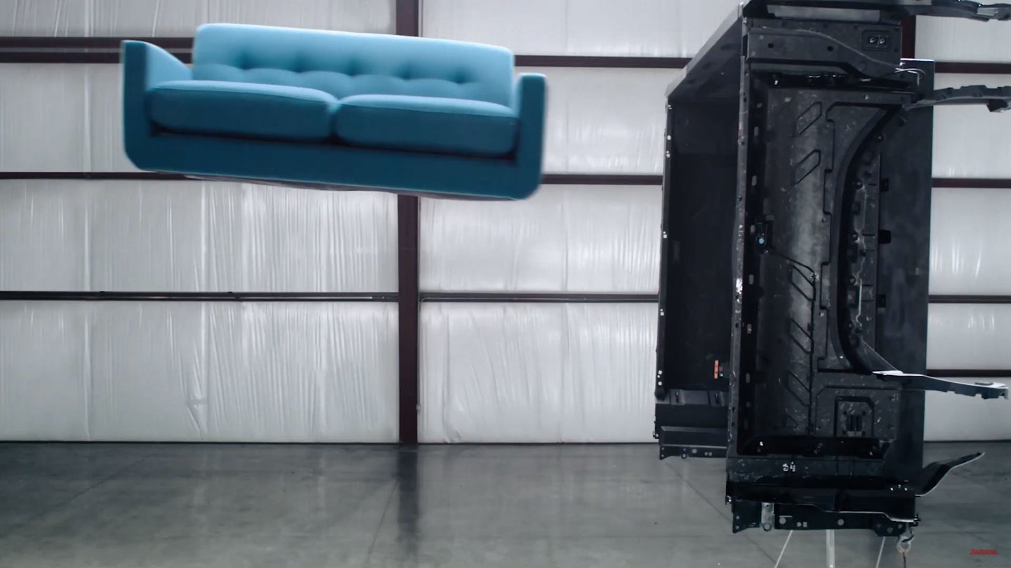 Watch GMC’s CarbonPro Pickup Truck Bed Get Pelted With Random Objects at Hurricane Speeds