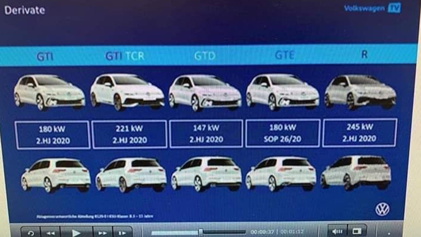 Leaked Chart Reveals Horsepower Figures for Next-Gen Volkswagen Golf GTI and R: Report