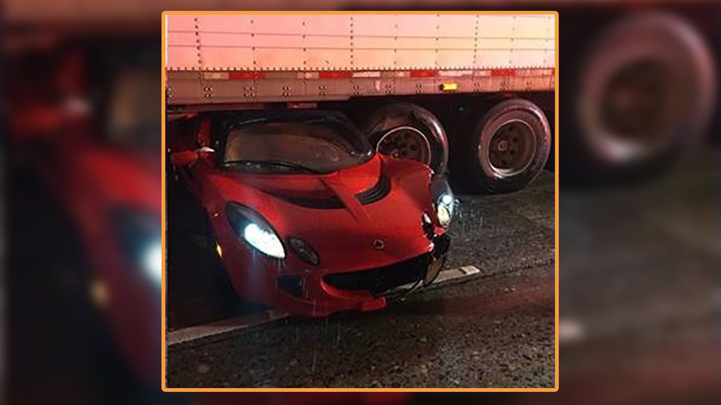 Lucky Lotus Elise Driver Somehow Survives Scary Crash With Semi Truck