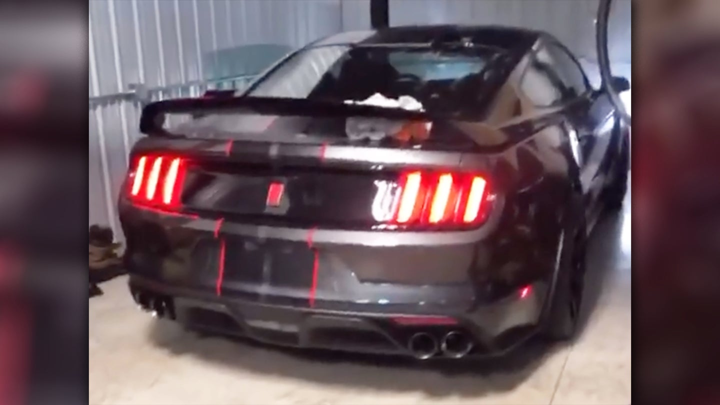 Watch: Kid Launches Dad’s Ford Mustang Shelby GT350R into Garage Wall