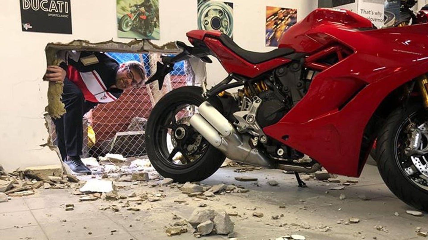 Thieves Neatly Cut Hole in Dealership Wall to Steal $40,000 Ducati Panigale V4 R