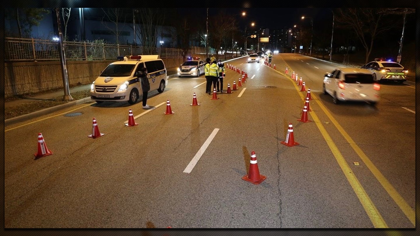 South Korean Police Turn DUI Checkpoints Into Autocross Courses to Avoid Coronavirus