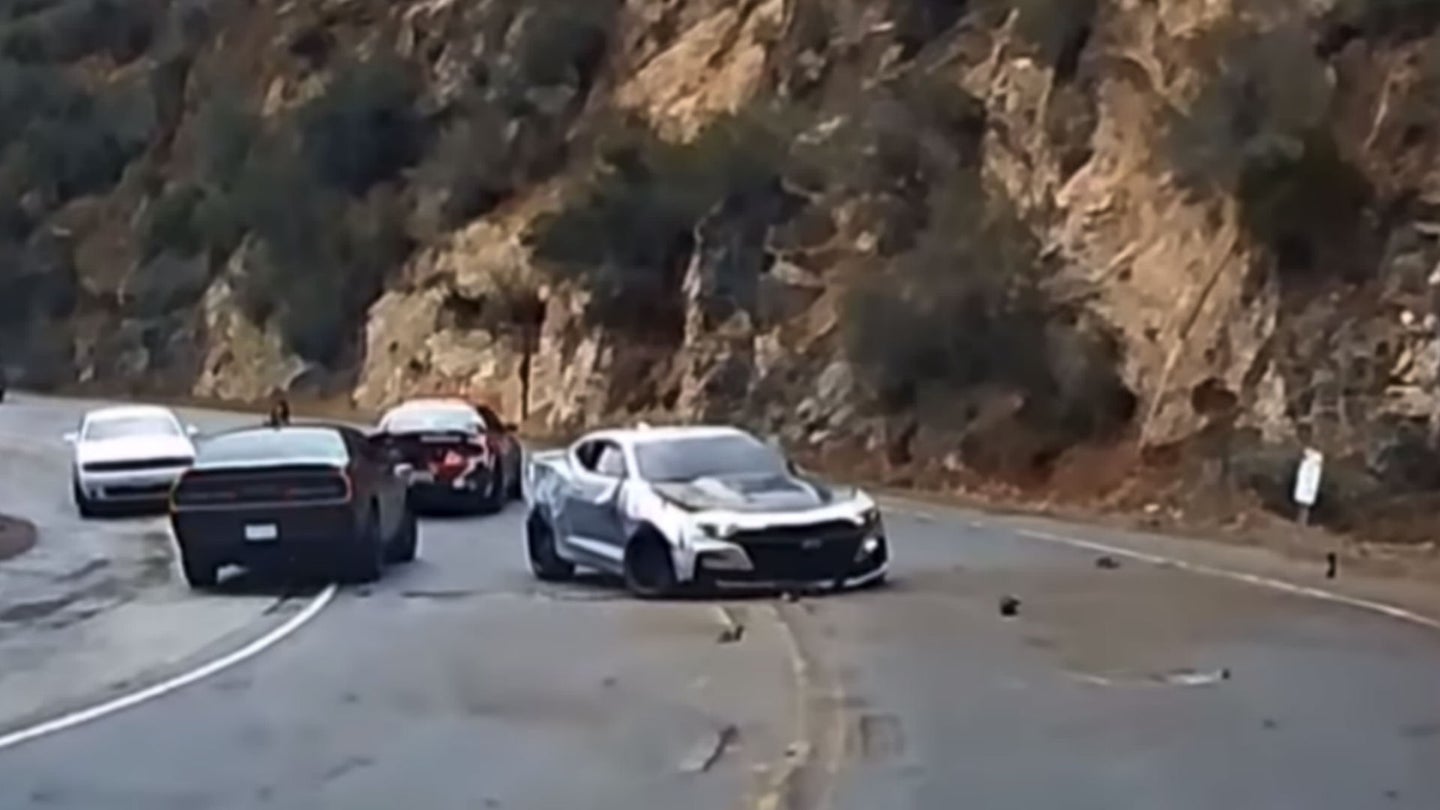 Showboating Chevrolet Camaro Crashes While Fleeing Police on Angeles Crest Highway