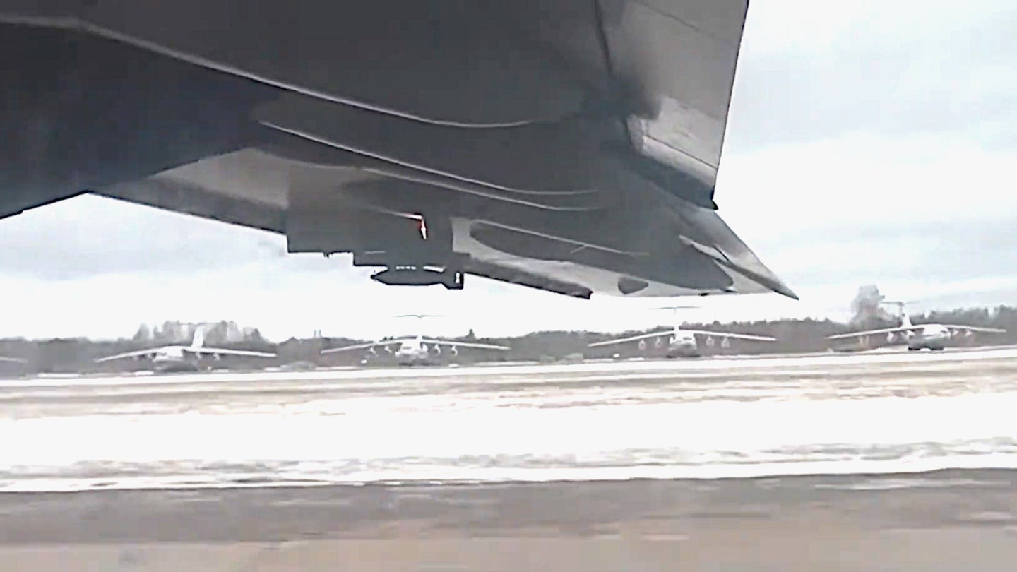 Watch A Russian Il-76 Cargo Jet Bomb Targets And Strafe Them With Its Tail Gun