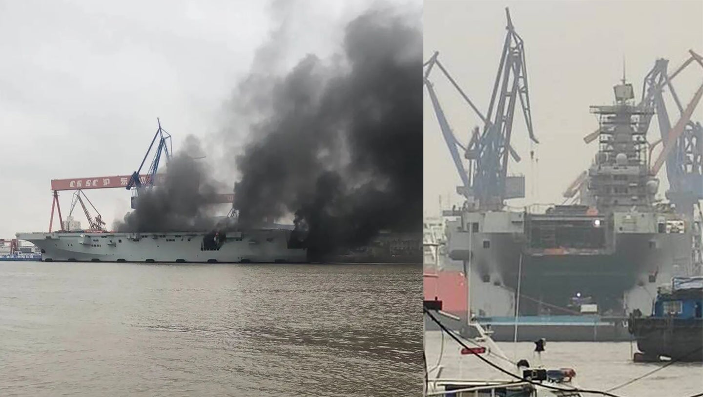 Fire Breaks Out On China’s Massive New Type 075 Amphibious Assault Ship