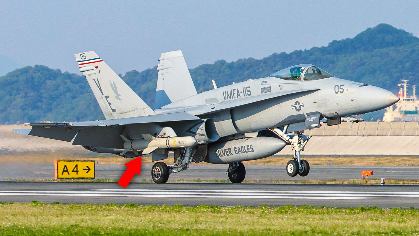 Marine F/A-18 Hornets Fly Armed With Live Harpoon Anti-Ship Missiles In Japan