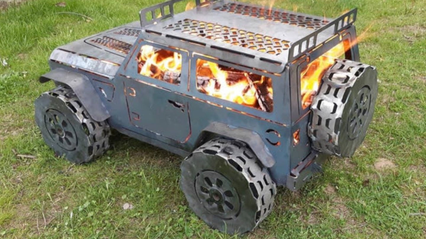 These Laser-Cut Jeep Wrangler Fire Pits Double as an Off-Roader’s Favorite Campside Grill