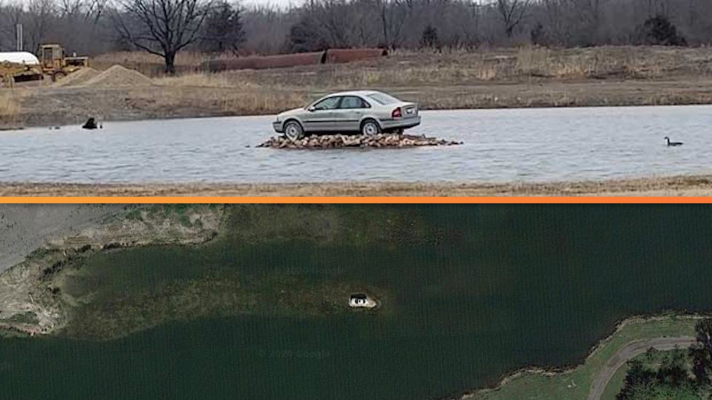 How This 2001 Volvo Got Stuck on a Tiny Island in a Flooded Strip Mine