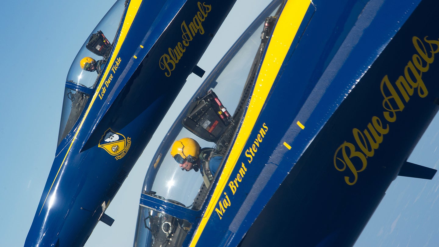 First Photos Emerge Of F/A-18E Super Hornet In Blue Angels Paint