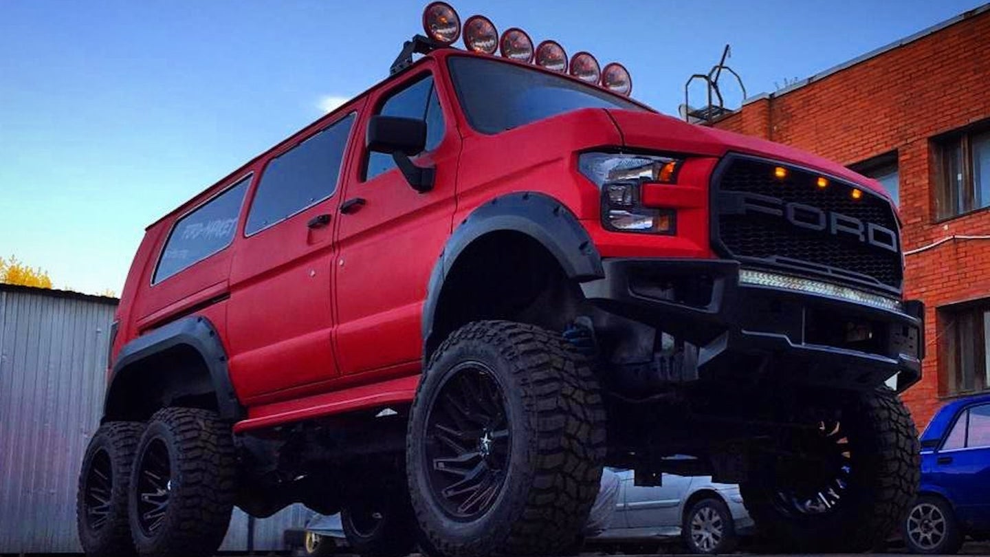 Russian-Built Ford ‘Raptor Bus’ Is the Ultimate E-Series Van