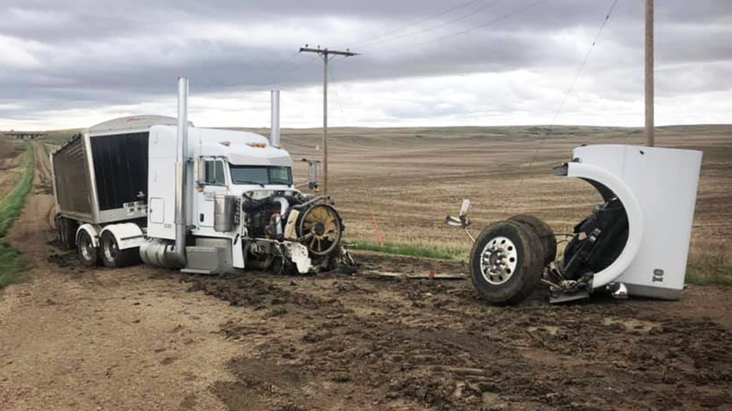This Amateur Attempt to Rescue a Stuck Semi-Truck Ended in Total Disaster