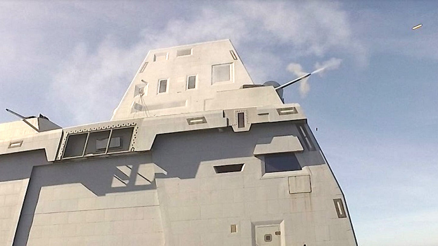 Navy&#8217;s Stealthy Zumwalt Destroyer Has Finally Fired Its 30mm Guns For The First Time