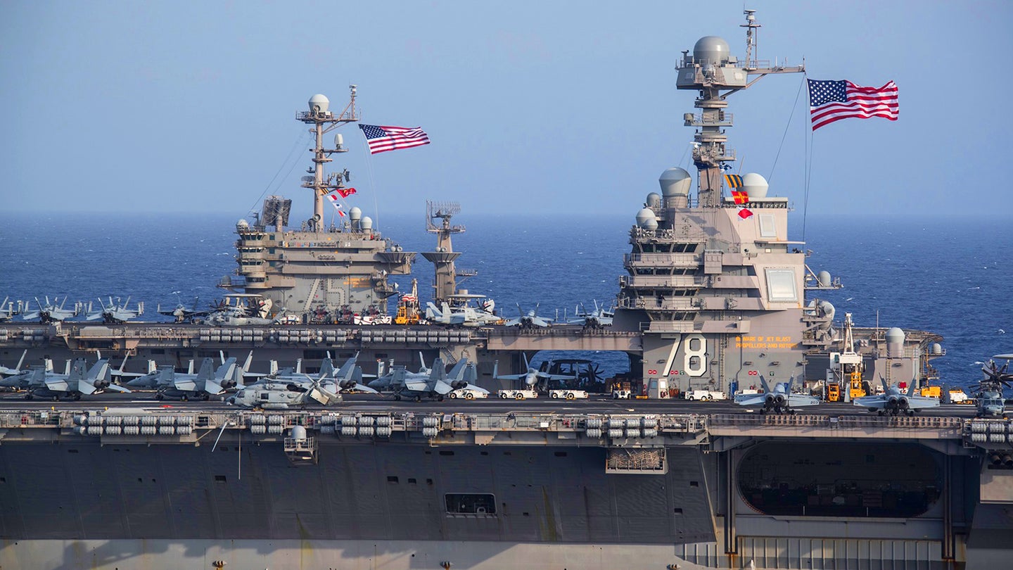 These Photos Of Ford And Nimitz Class Carriers Sailing Side-By-Side Offer Best Comparison Yet
