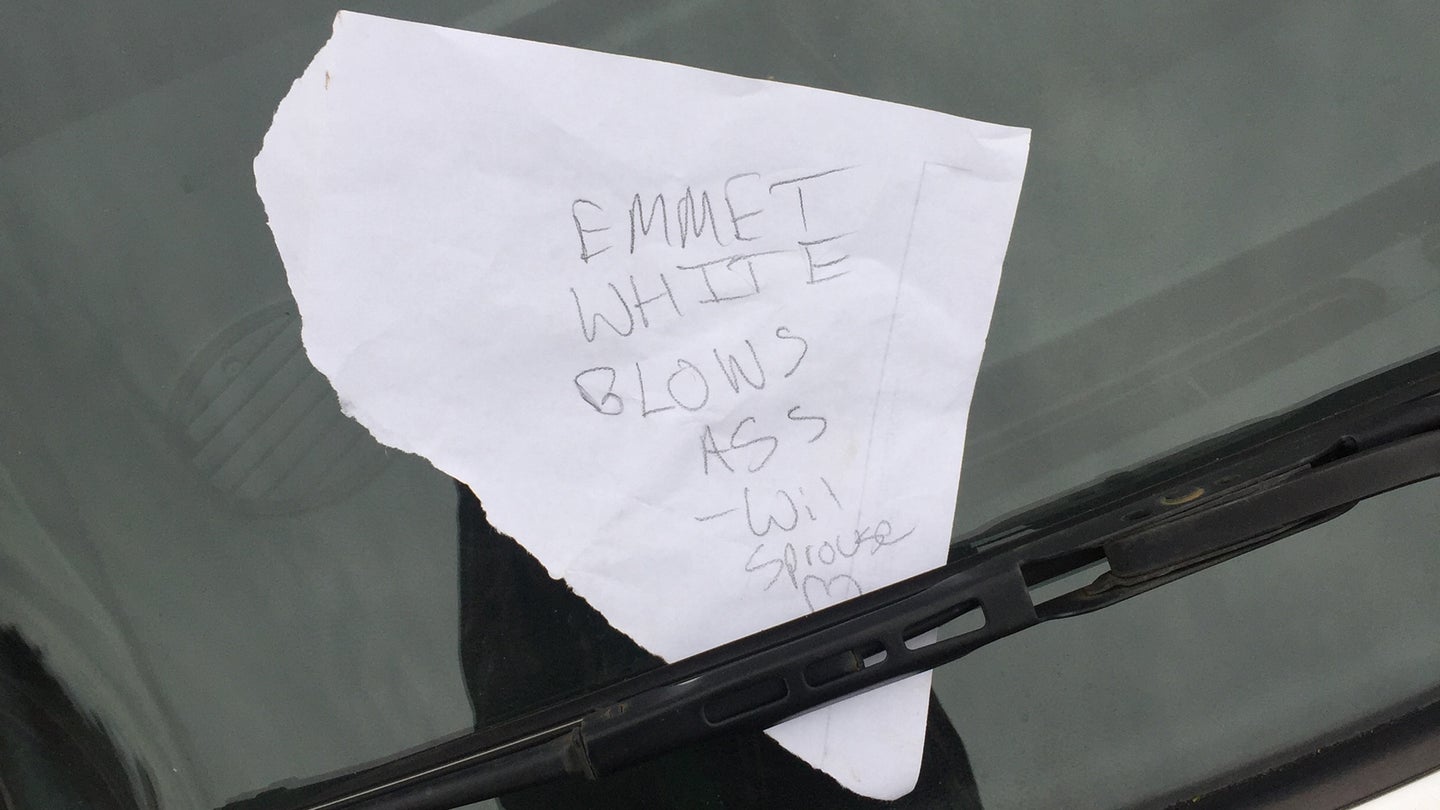 What is your Best Note-On-Windshield Story?