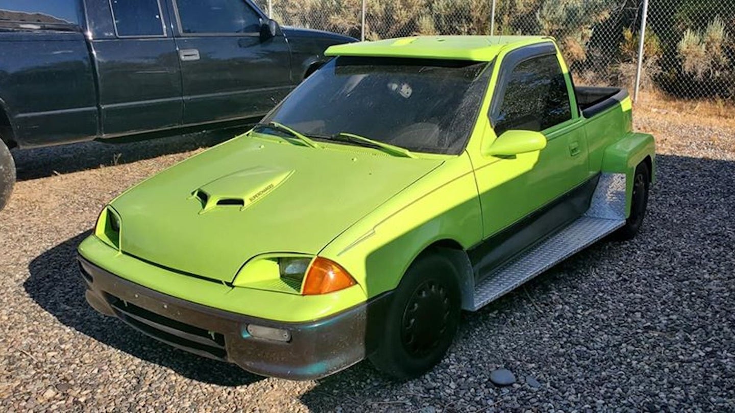 Turning Your Three-Cylinder Geo Metro Into a Dually Pickup Truck Takes Guts
