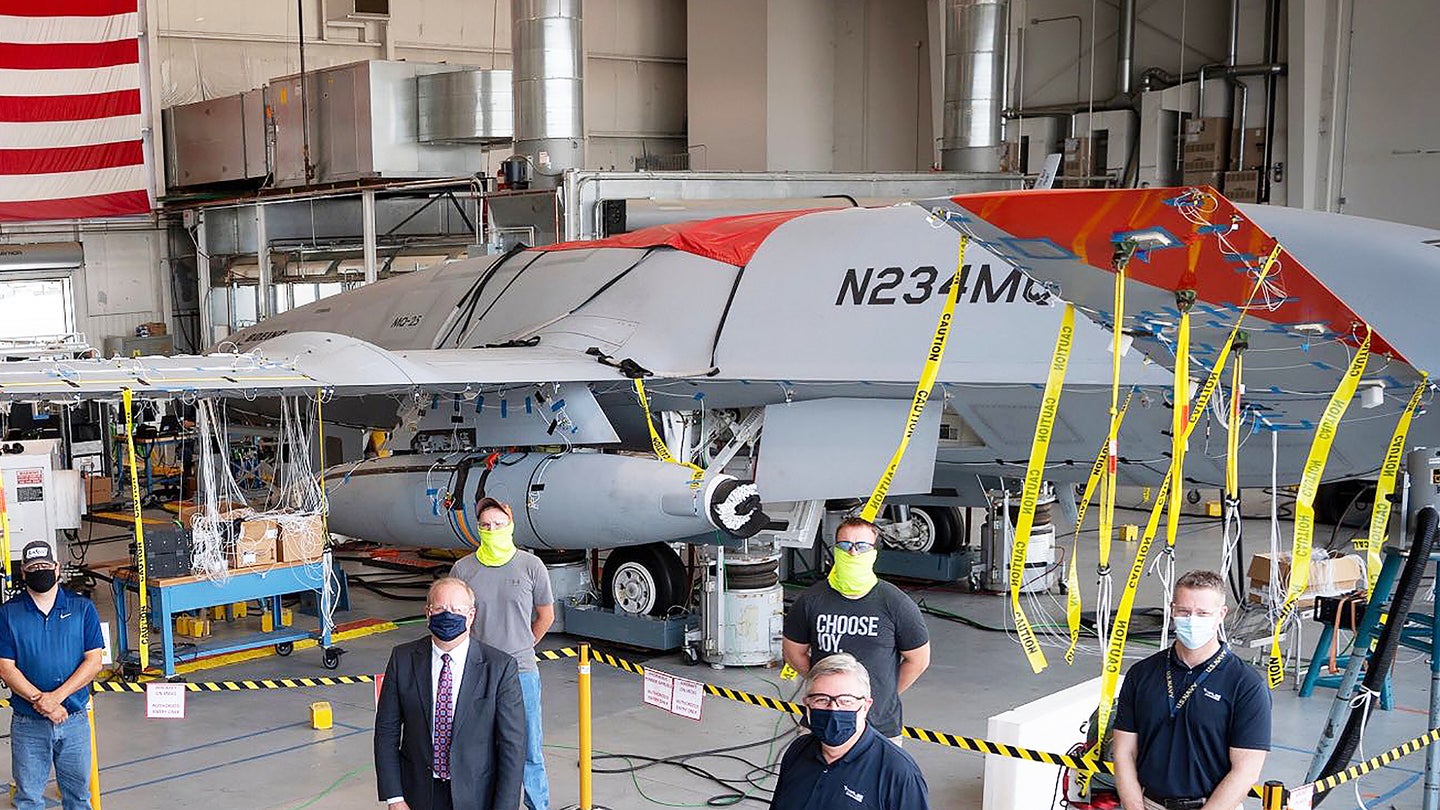 This Is Our First Look At Boeing’s MQ-25 Tanker Drone Carrying A Refueling Pod