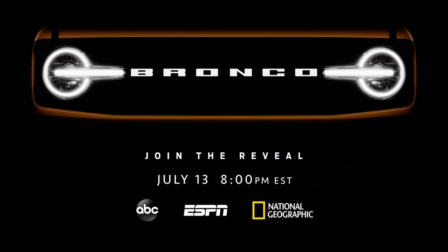 2021 Ford Bronco Will Be Revealed on Primetime National TV July 13