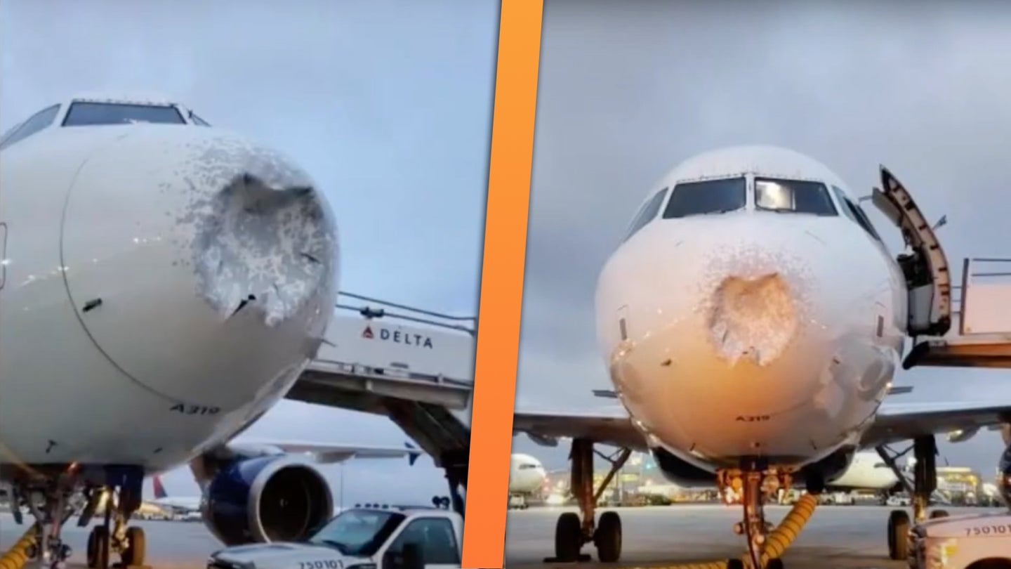 Look What Massive Hail Can Do to the Nose of an Airbus A319