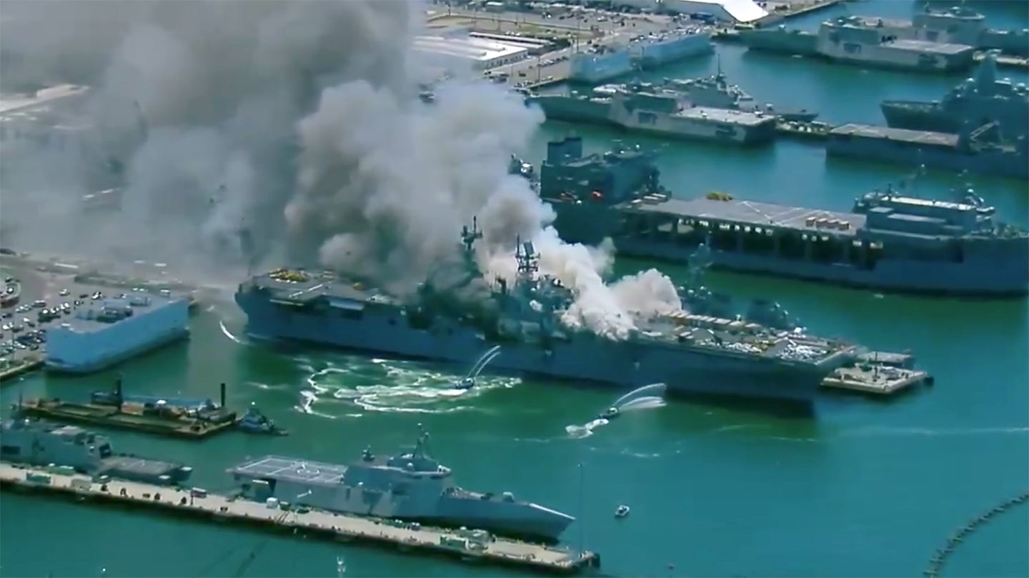 Amphibious Assault Ship USS Bonhomme Richard Is On Fire At Naval Base San Diego (Updated)