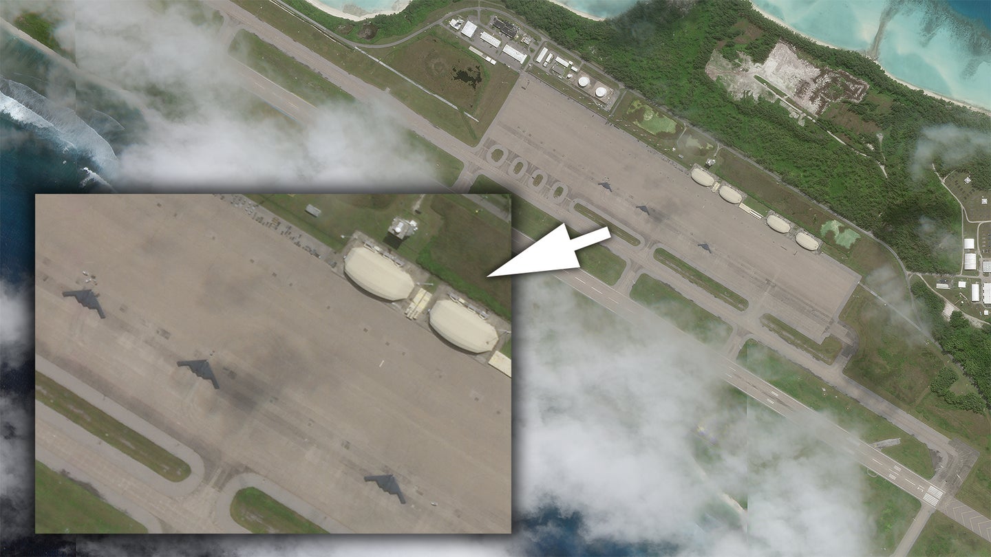 Trio Of B-2 Stealth Bombers Deployed To The Island Of Diego Garcia As Seen From Space