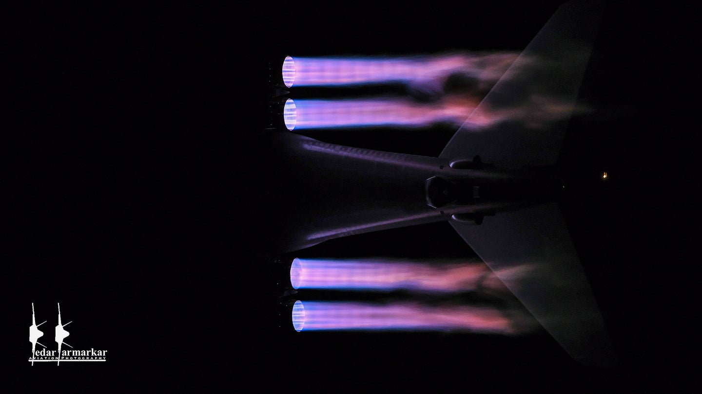 This Is The Most Stunning Photo Of A B-1B Bomber Night Launch We&#8217;ve Ever Seen