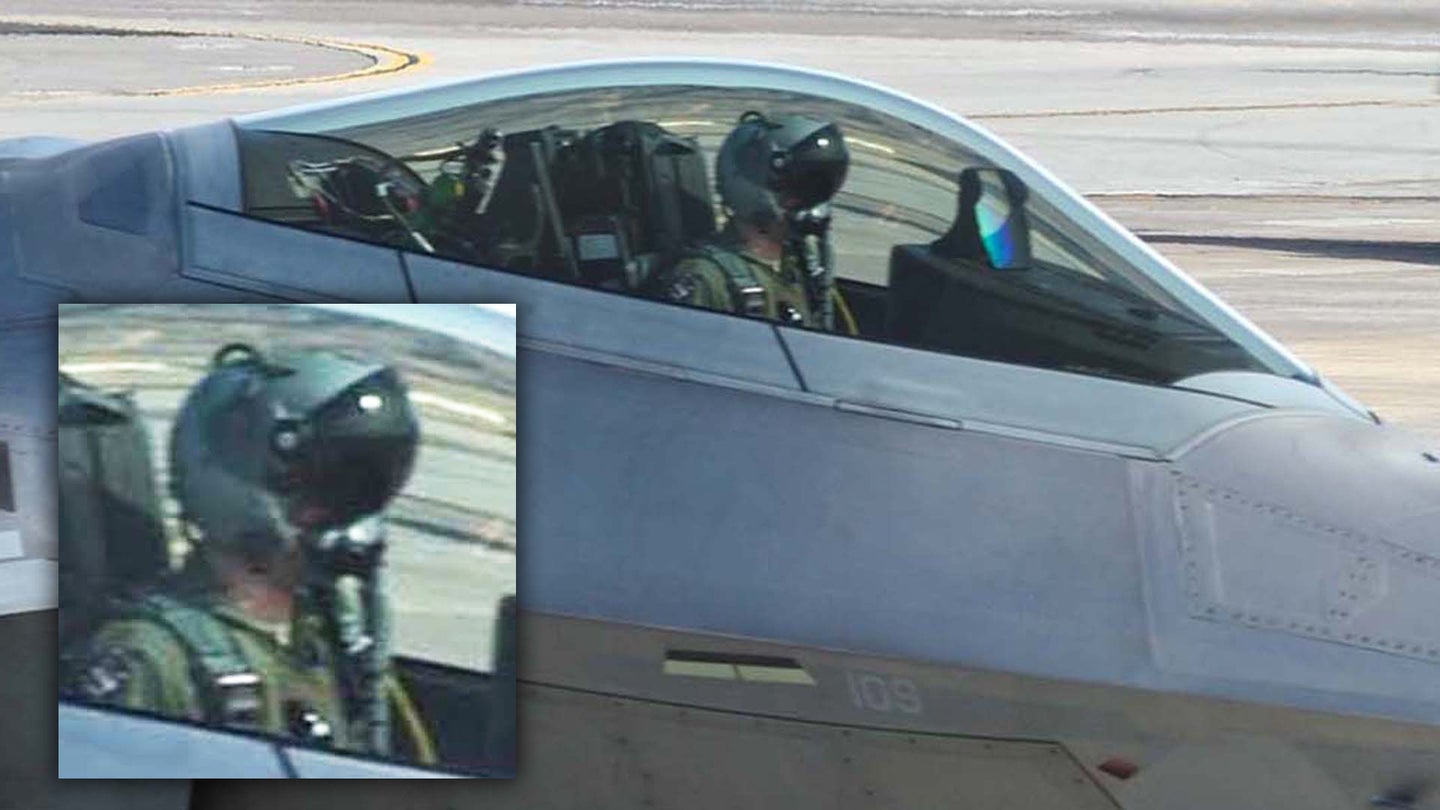 Check Out This Incredibly Rare Image Of An F-22 Pilot Wearing A Helmet Mounted Display
