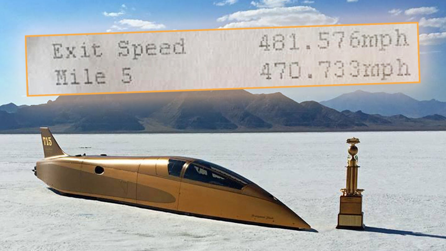 Speed Demon Streamliner Breaks Piston-Powered Land Speed Record With 470-MPH Average