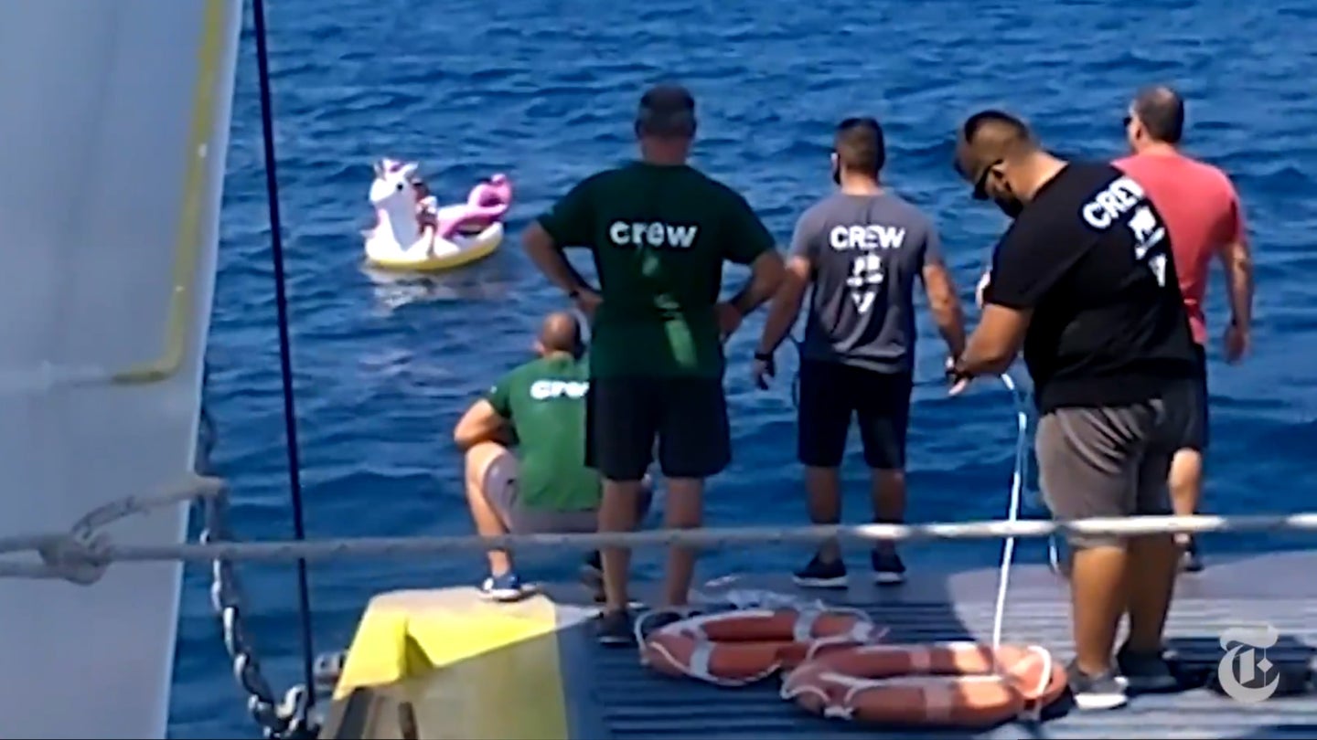 Watch a Car Ferry Crew Rescue a 3-Year-Old on a Unicorn Floatie Lost at Sea