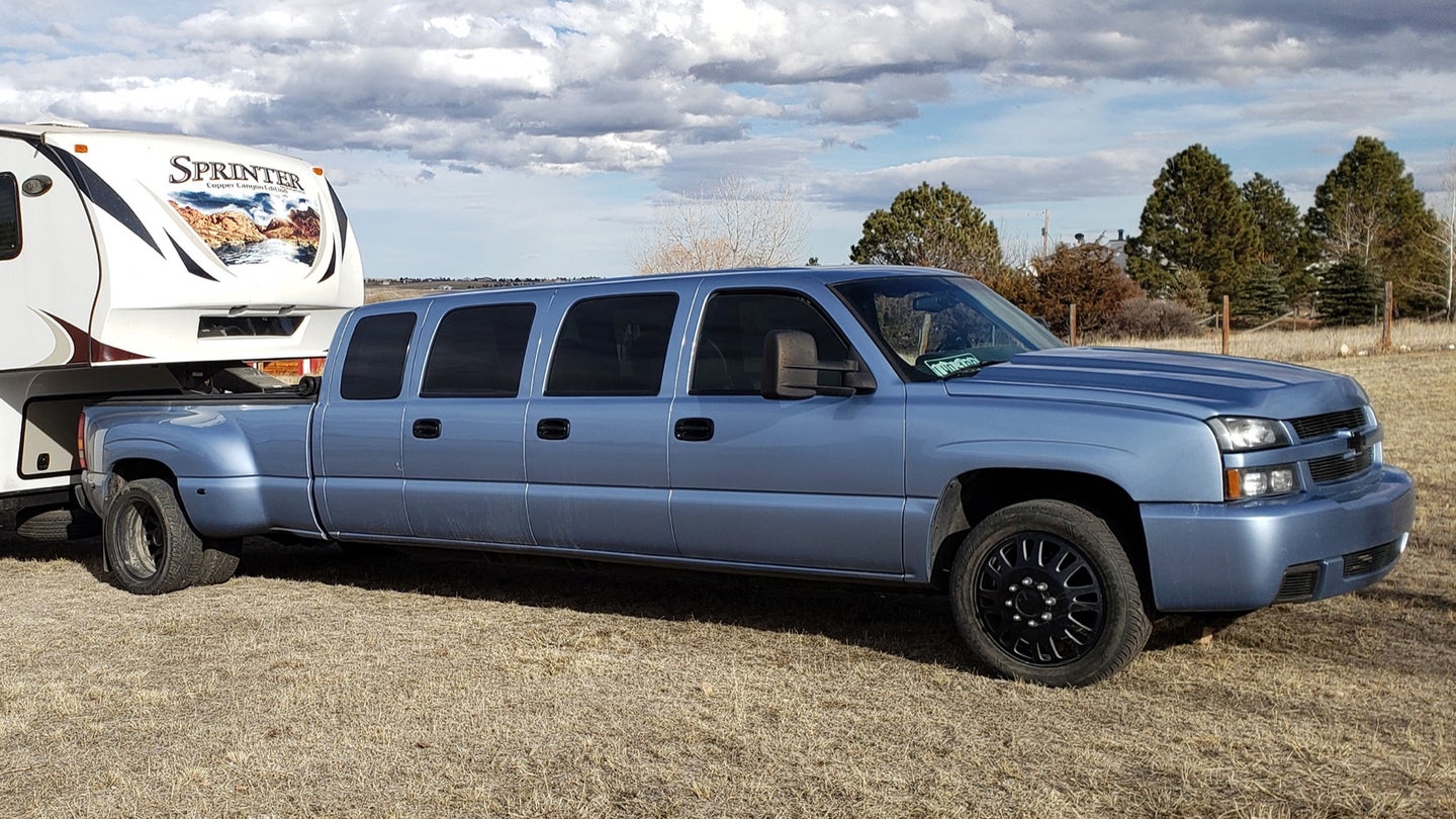 Finally, a Seven-Door Chevy 3500 Stretch Dually for the Whole Extended Family