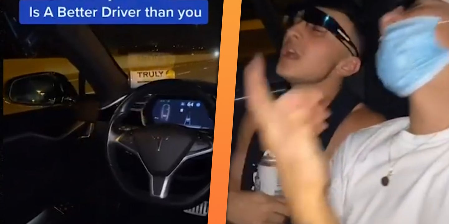 Morons Leave Driver Seat Empty, Let Tesla Autopilot Drive So They Can Keep Drinking In the Car