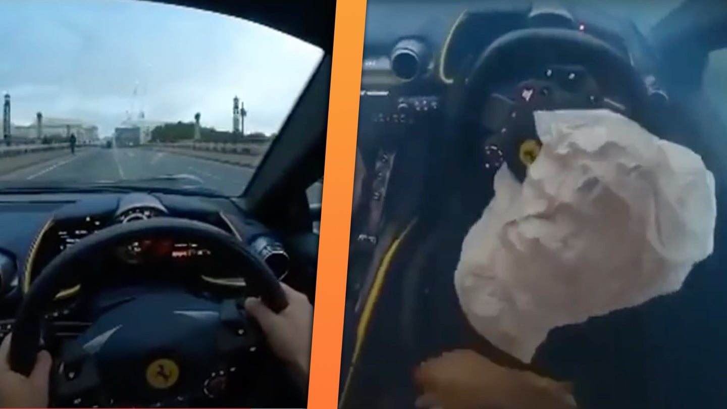 Driver Seemingly Turns Off Traction Control in a Ferrari 812 Superfast, Crashes One Nanosecond Later