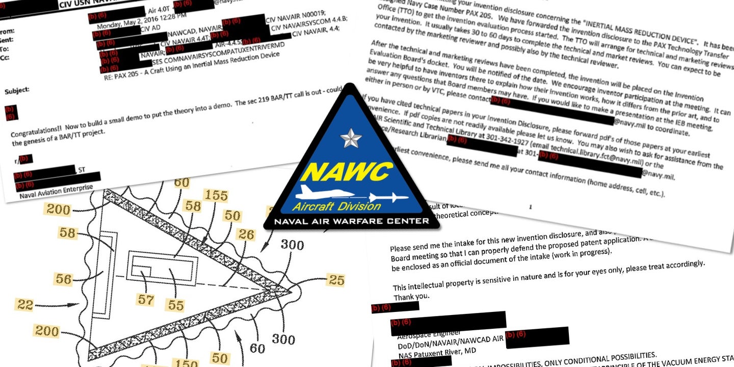 Emails Show Navy&#8217;s &#8216;UFO&#8217; Patents Went Through Significant Internal Review, Resulted In A Demo