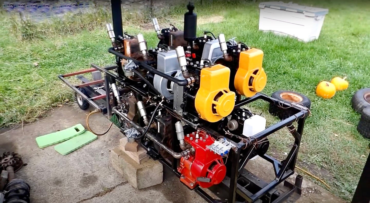This YouTuber Combined a Dozen Briggs & Stratton Motors to Create a Wacky H12 Engine