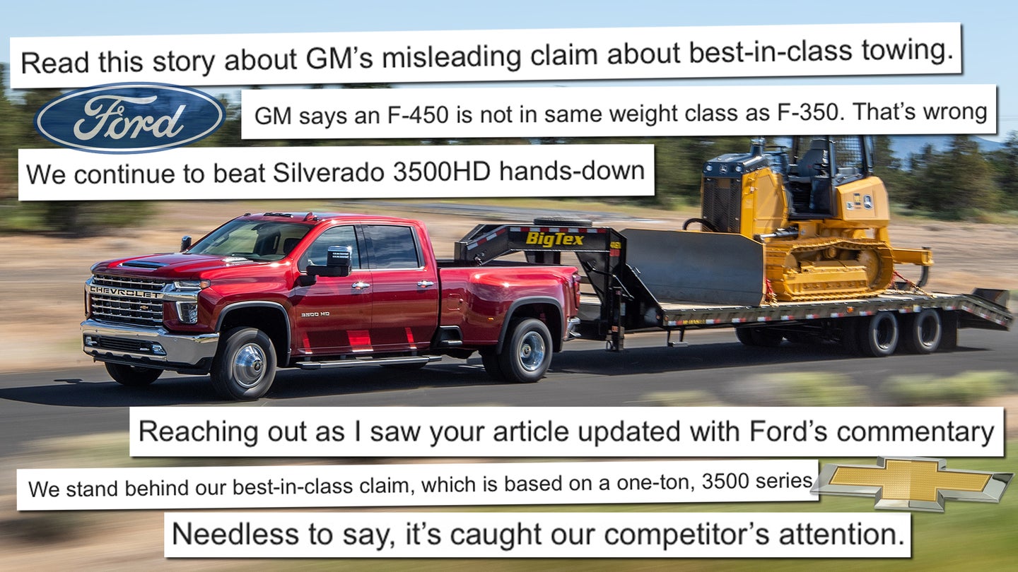 Ford and GM Are Using Our Inbox to Bicker About a Best-in-Class Pickup Towing Claim