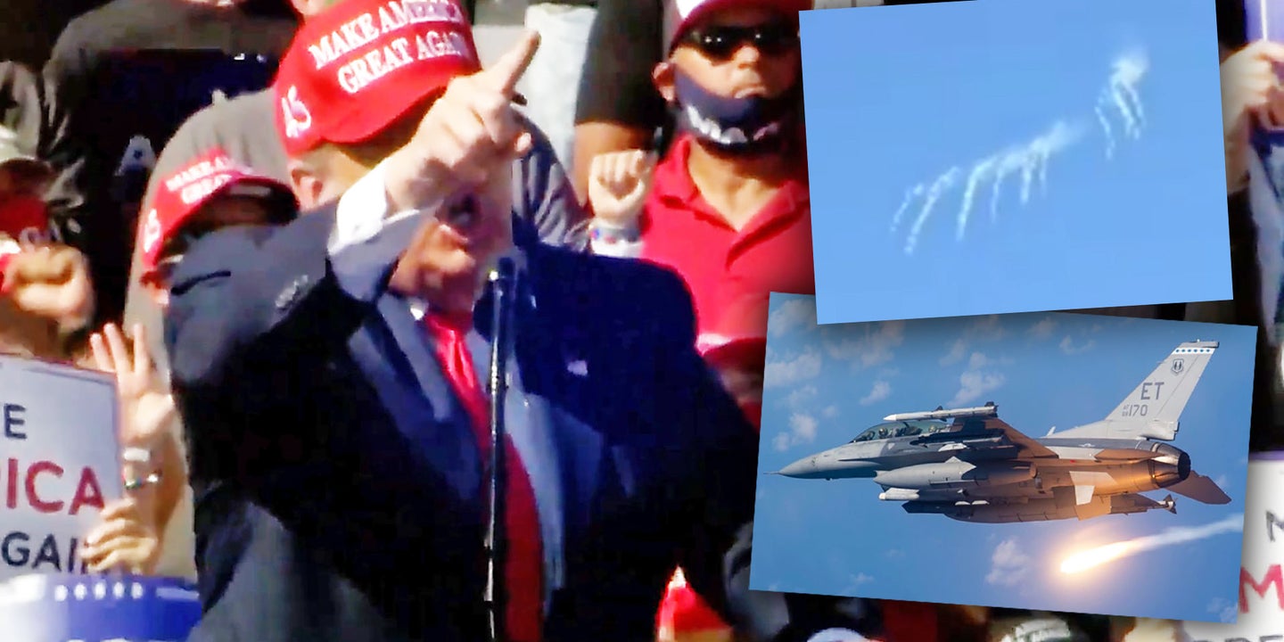F-16 Pops Flares Grabbing Trump&#8217;s Attention After Plane Strays Into Airspace Over Rally