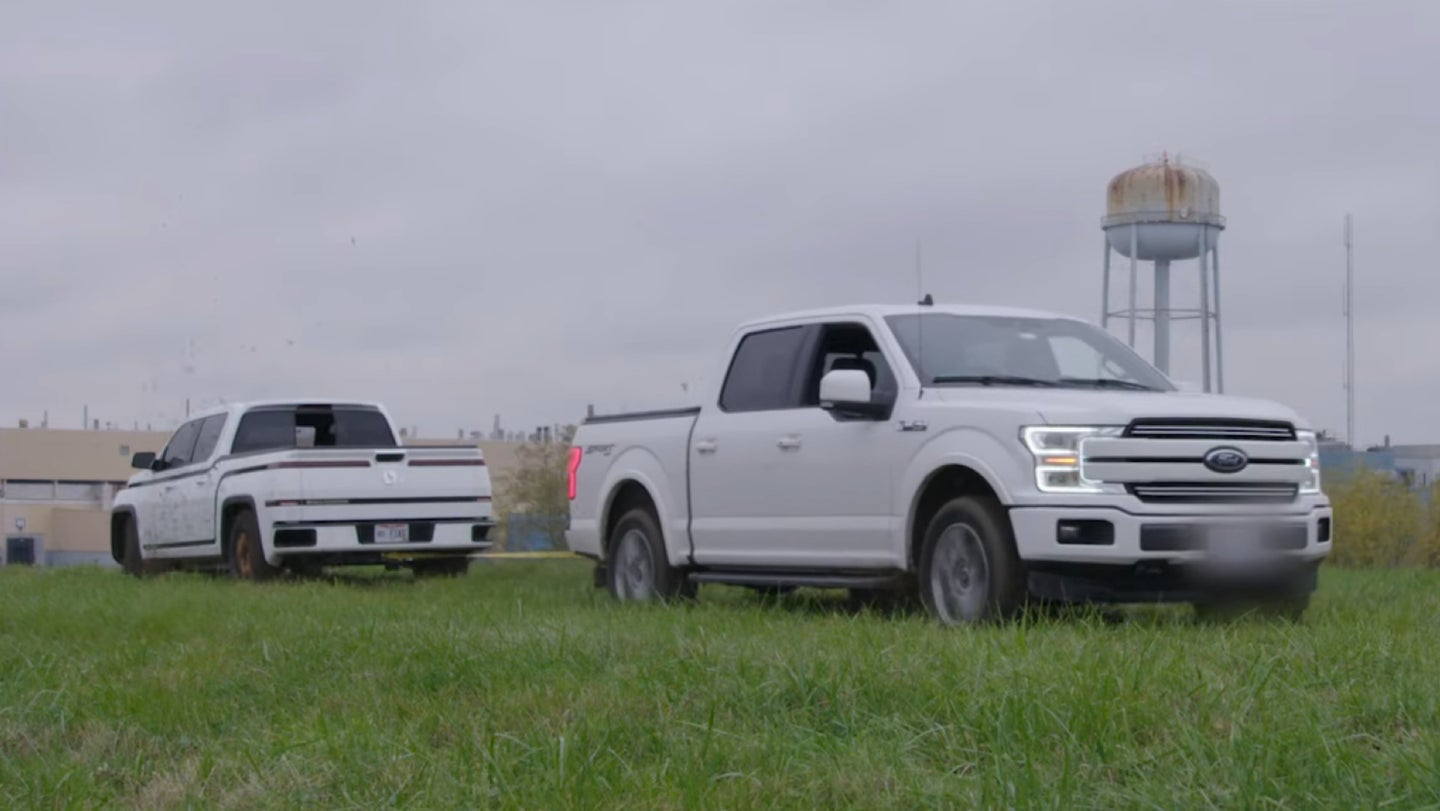 This 2021 Lordstown Endurance vs. 2019 Ford F-150 Tug of War Was More Like a Tow of Tug