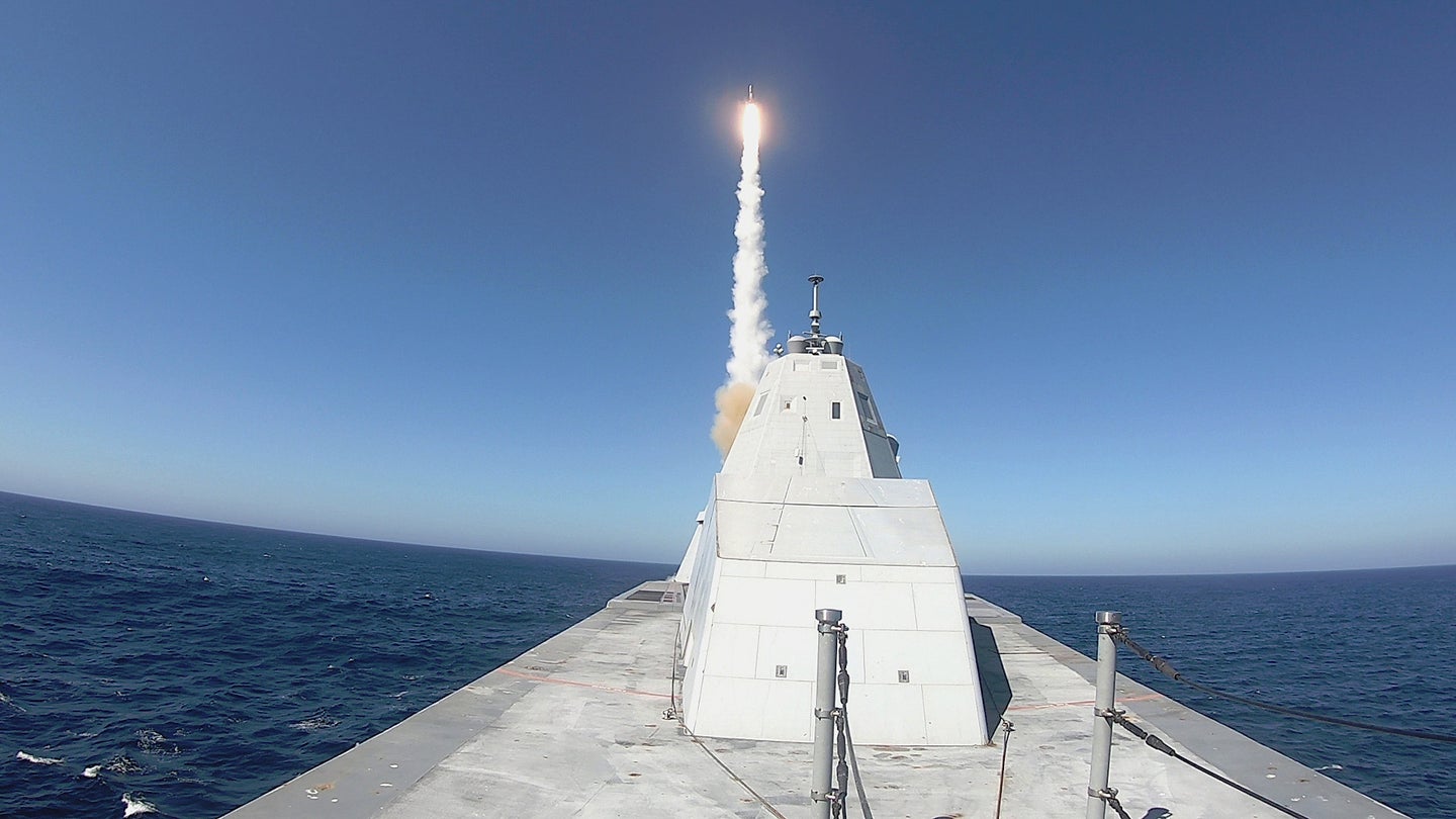 The Navy’s Stealth Destroyer Has Fired A Missile For The First Time