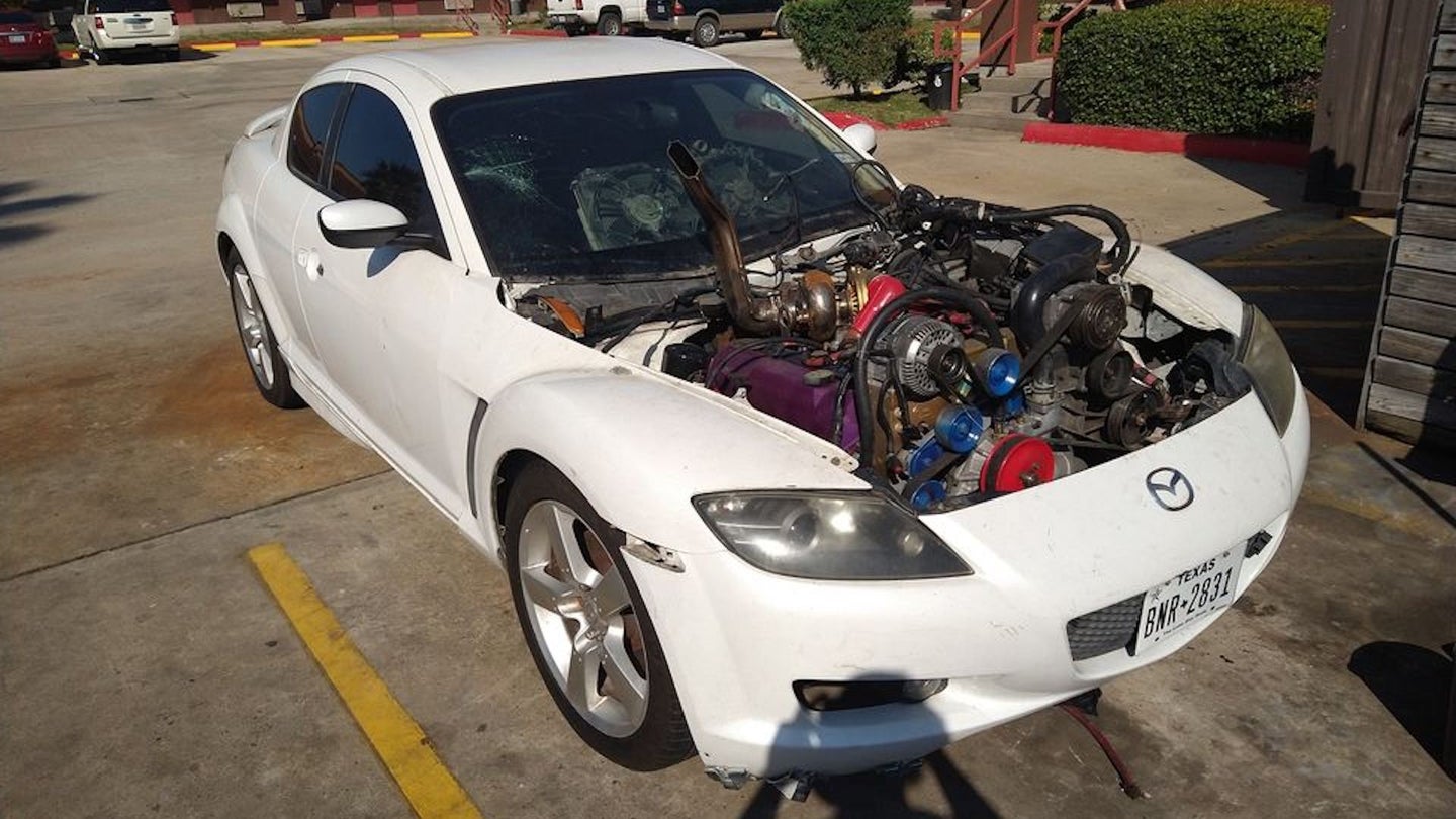You Can Finish the Job on This 7.3L Power Stroke Diesel-Swapped Mazda RX-8—If You&#8217;re Brave Enough