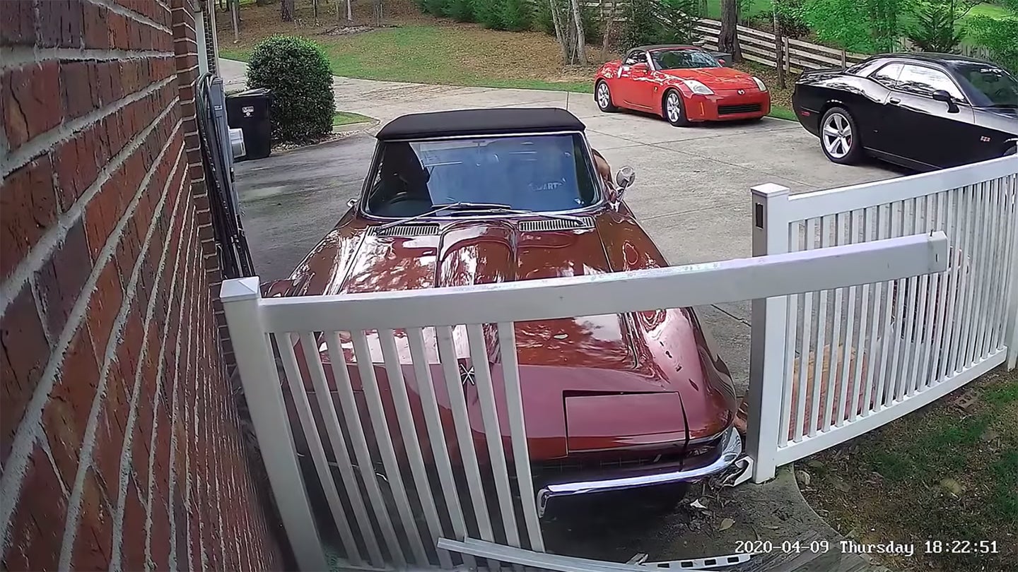 Proud Owner Pulls 1966 Chevy Corvette From Storage, Wrecks Into His House After Burnout